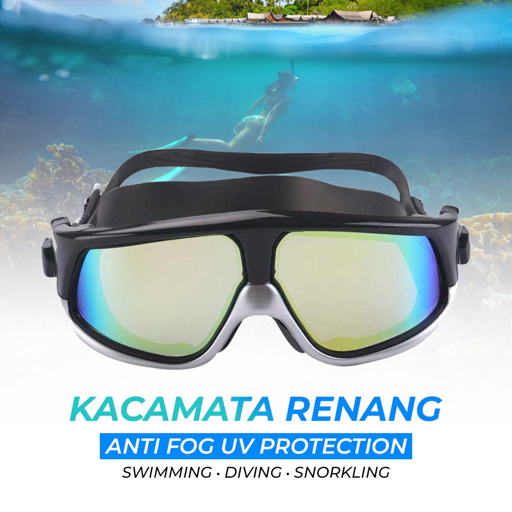 Kacamata Renang Diving Snorkling Large Frame Anti Fog UV Protection - E0735-01