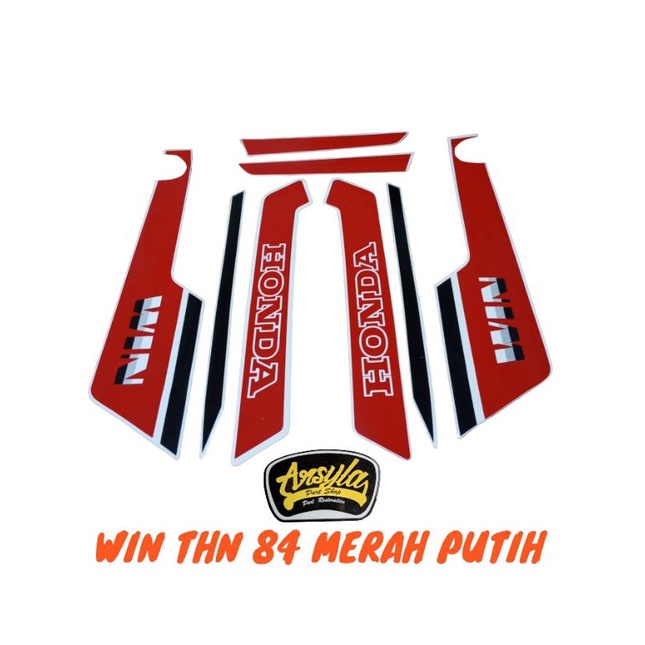 striping sticker stiker Honda win 100 win100 tahun 84 merah putih