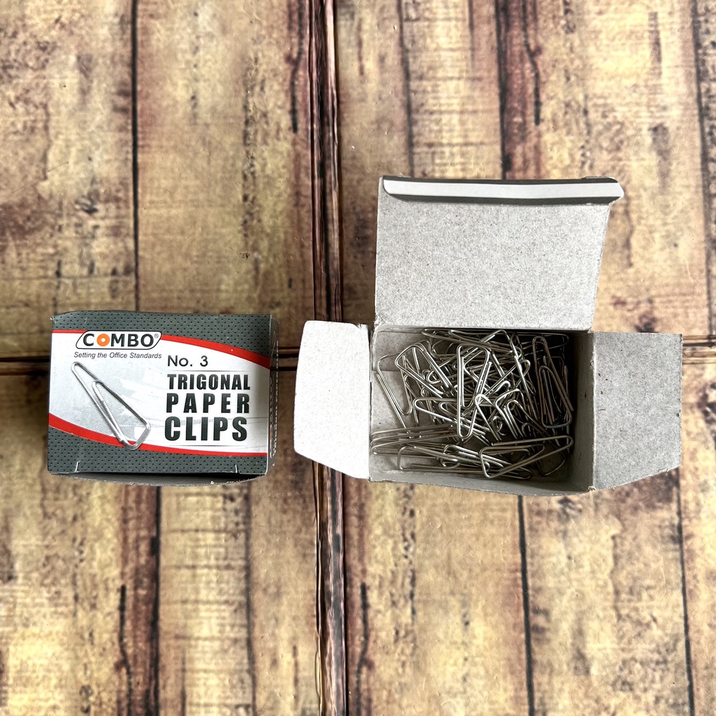 

400 pcs (10Pak kecil) Paperclip Combo No 3 silver - Klip kertas - Trigonal Clips