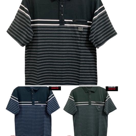 ♚ Kaos Kerah Fashion Pria RSCH Original Salur Garis Besar L-XXL (Kancing Kantong) ☏