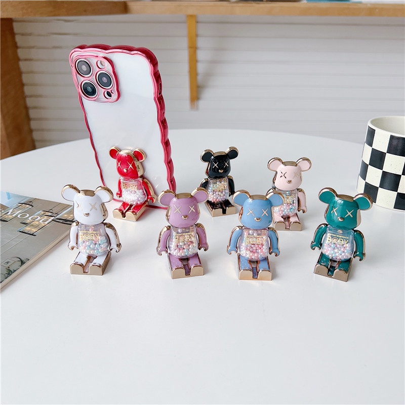 Luxury Flowing pink Violent bear Stand Cocok Untuk Semua Model Handphone Portable Stand for Iphone Handphone Holder Desktop Tempel Type Lazy Live Spesial Astronot Shelf Table