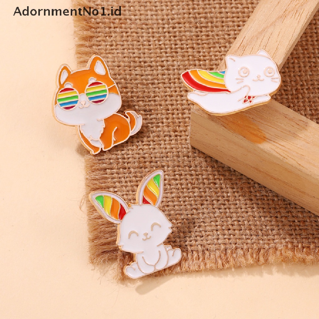 [AdornmentNo1] Hujan Hewan Lucu Enamel Pin Anjing Rubah Kucing Kelinci Kodok Bros Kerah Lencana Ransel Karton Lencana Hadiah Perhiasan Hadiah [ID]