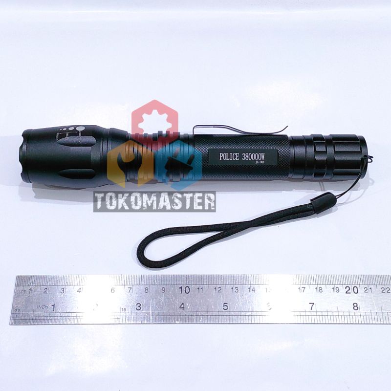 Senter SWAT Sorot Jarak Jauh LED T6 Lampu Lalin Zoom Anti Air Outdoor Waterproof