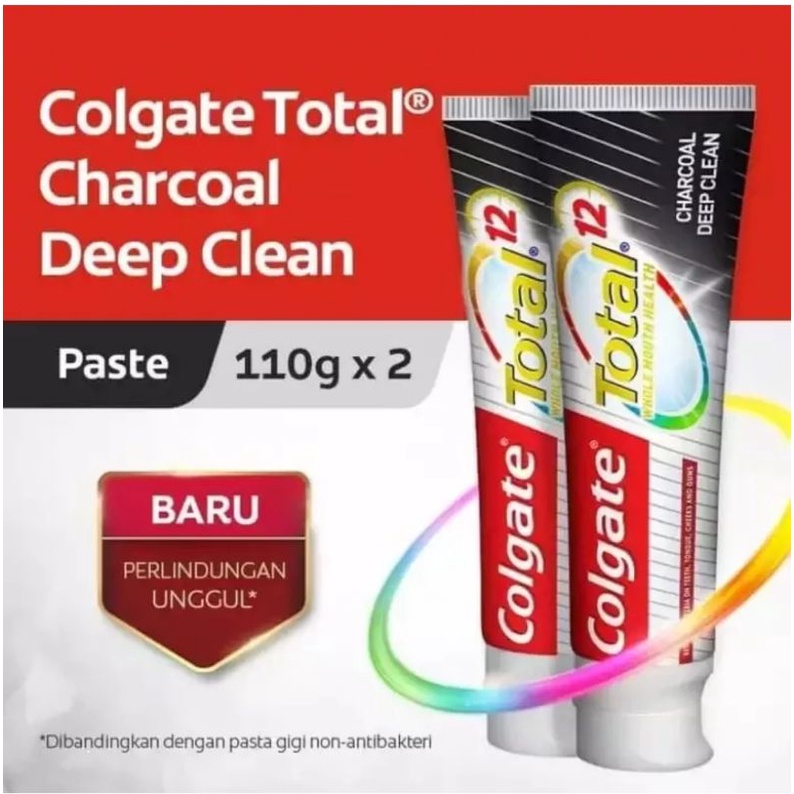 BELI 1 GRATIS 1 COLGATE Pasta Gigi Total 12 Charcoal Deep Clean [2X110g]