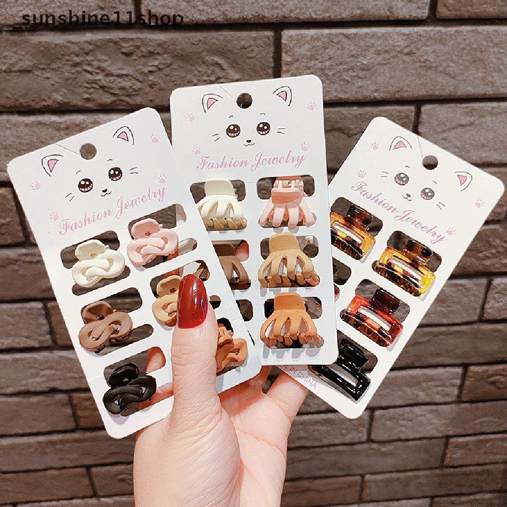 Sho 6PSC/Set Baru Wanita Gadis Vintage Elegan Leopard Kecil Akrilik Rambut Cakar Geometris Rambut Klip Headband Fashion Aksesoris Rambut N