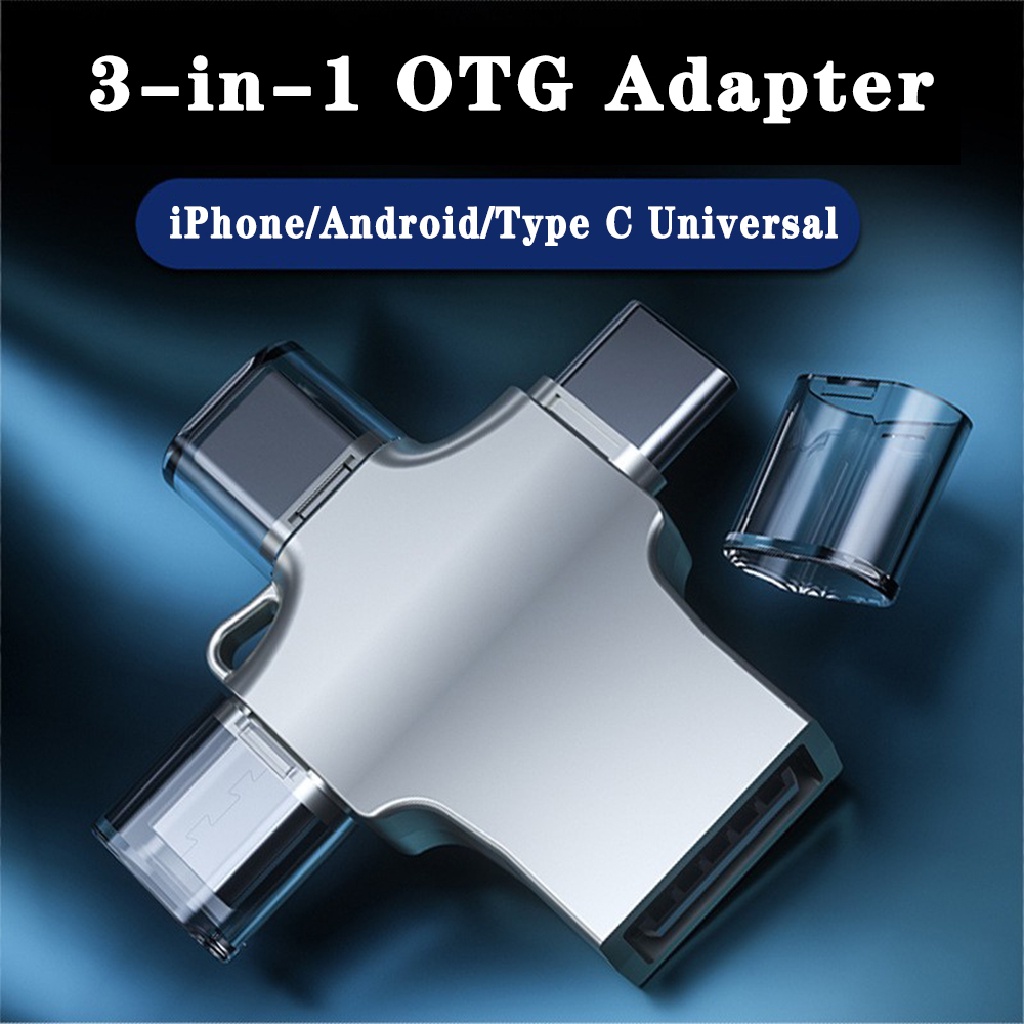 Seasonoun Adaptor OTG Three-in-one Untuk Ponsel Android Apple type-c disk u Eksternal.