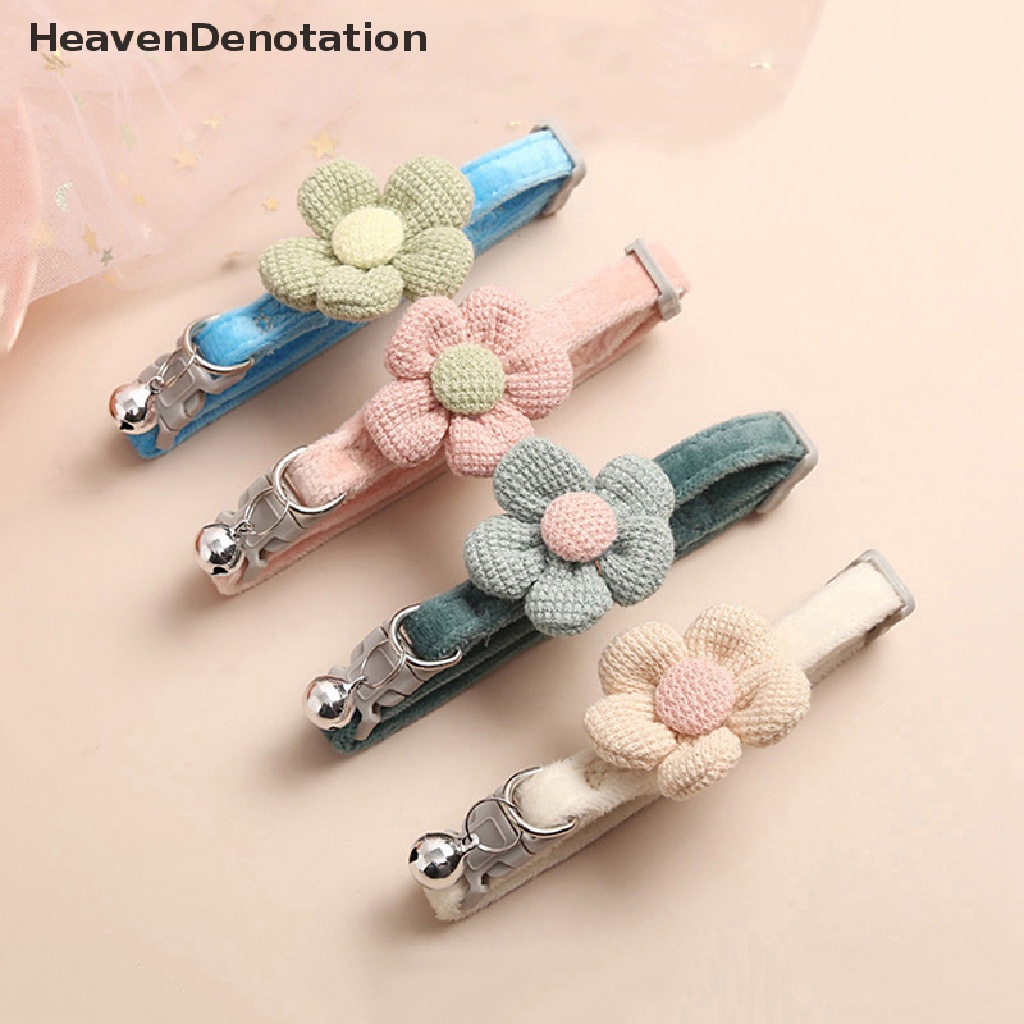 [HeavenDenotation] Cat collar multicolor cute flower pet cat collar Kerah Kucing Lucu Kartun Bunga bell collar Kucing Kalung Anjing Anjing Perlengkapan HDV