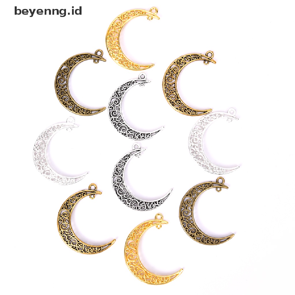 Beyen 10Pcs/Set Temuan Perhiasan Liontin Ch Bulan Paduan Antik DIY Membuat Kerajinan ID