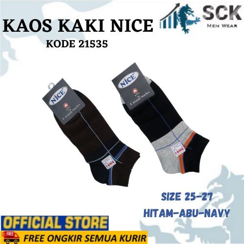 Kaos Kaki Pria NICE 21535 Tumit MOTIF Garis / Kaus Kaki Invisible Socks Kaos Kaki