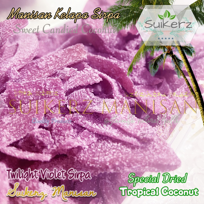 

Twilight Violet Sirpa Manisan Kelapa Kering 200gram Premium Sirpa 200g Suikerz Manisan Kelapa muda gula pasir manis