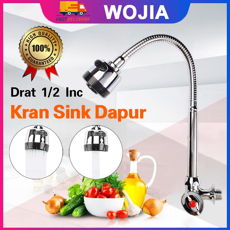 Kran Angsa Fleksibel [B] Keran Air Tembok Sink Cuci Piring Dapur