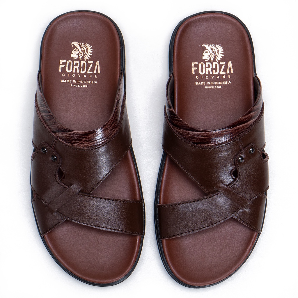 Sendal Pria Casual Slop Kekinian Sandal Slide Kulit Asli Original Fordza S444