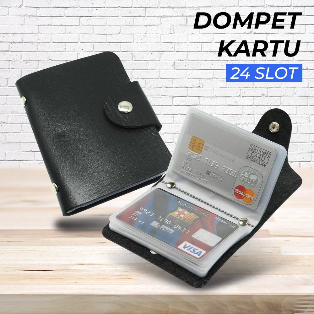 Dompet Kartu 24 Slot Bahan Kulit - C1707H1 - OMOT57BK Black