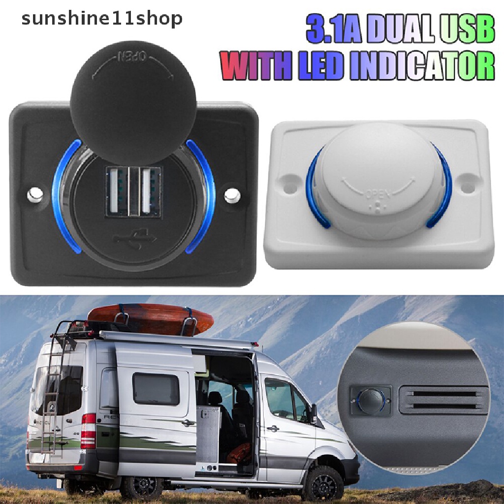 Sho Adaptor Charger Ponsel Mobil USB 2port Dual USB Charging Power Outlet Charger Adapter Panel Untuk Mobil Perahu Bus Kursi Motor N