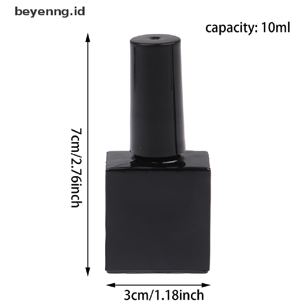 Beyen 1Pcs 10ml Botol Kaca Kutek Kosong Dengan Brush Wadah Gel Isi Ulang ID