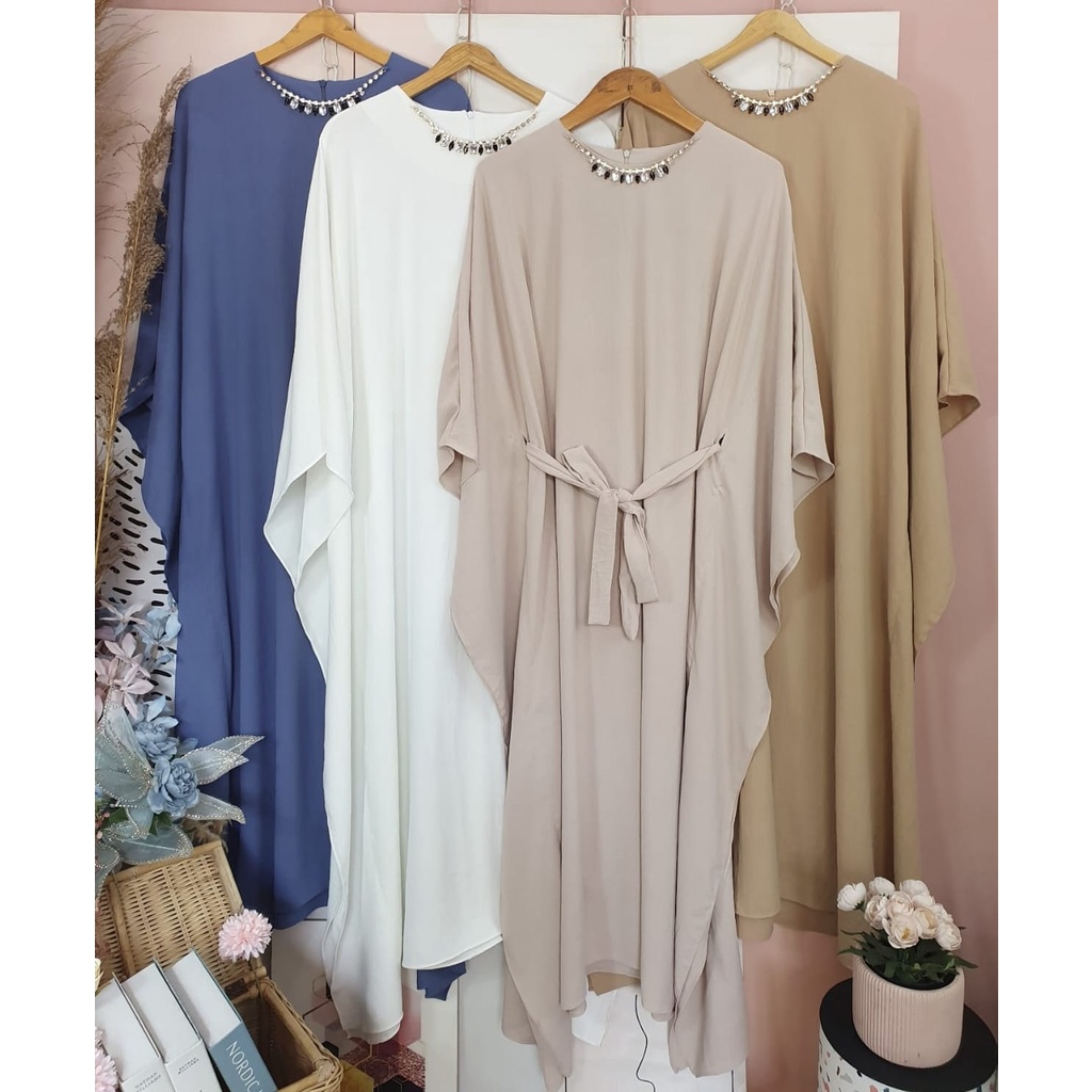Kumala Kaftan Wanita Dewasa Bahan Crinkle Airflow Premium LD 136Cm Jumbo / Fashion Muslim Lebaran Simple Mewah Kekinian