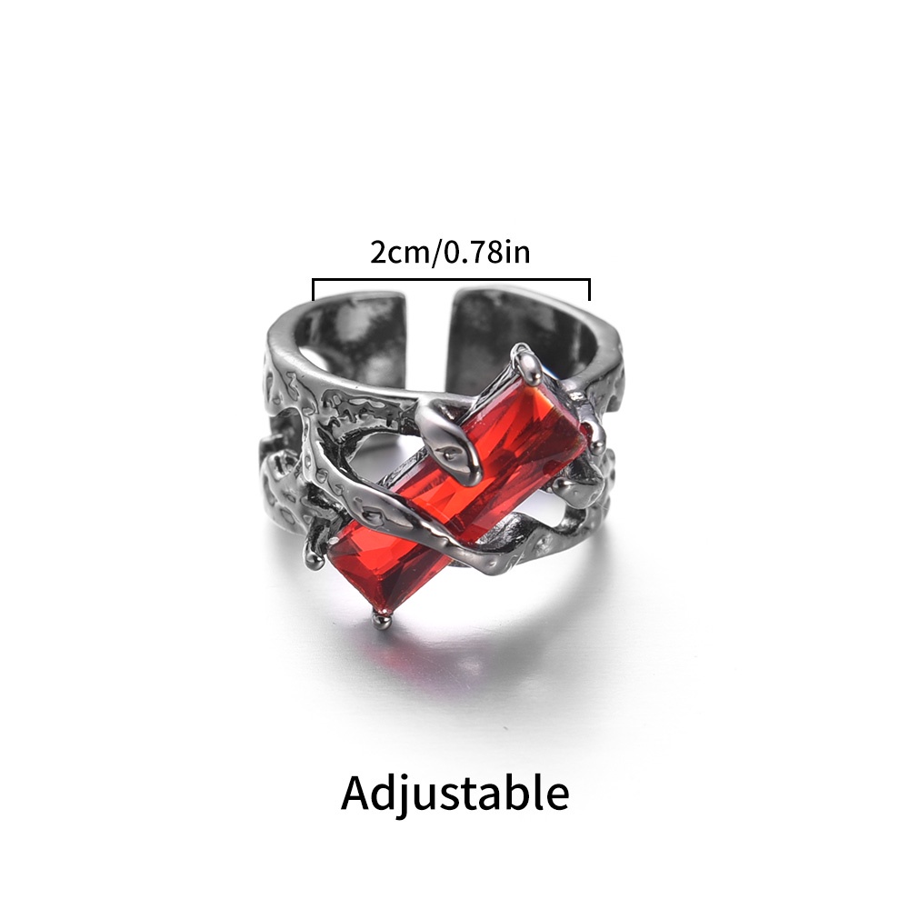 Hip-hop Kepribadian Pesta Cincin Hadiah Yang Indah Punk Retro Rubi Jari Cincin Adjustable Terbuka Fashion Perhiasan Wanita