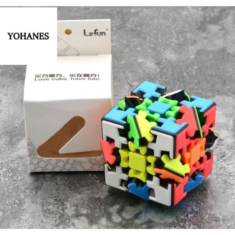Original Rubik 3x3 Gear Lefun V2 Sclupture Timbul Magic Cube Original Premium