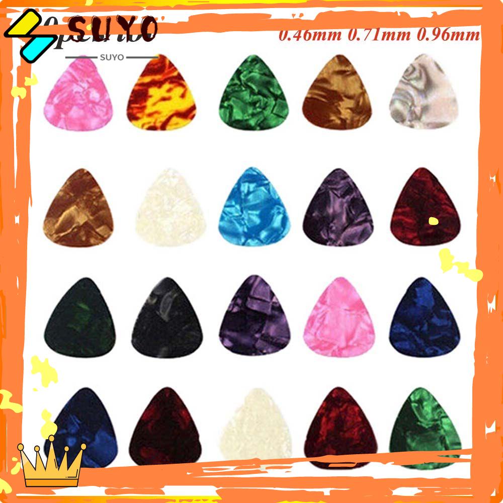 Suyo 30pcs 0.46mm 0.71mm 0.96mm Picks Gitar Warna-Warni Acoustic Fashion Celluloid