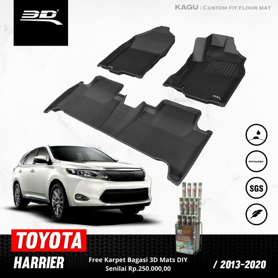 Karpet Mobil 3D KAGUMAT Original Toyota Harrier Tahun 2015 +