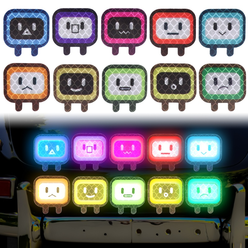 Stiker Reflektif Pintu Spion Body Mobil/Strip Dekorasi Helm Kartun Lucu Untuk Berkendara Keselamatan Malam