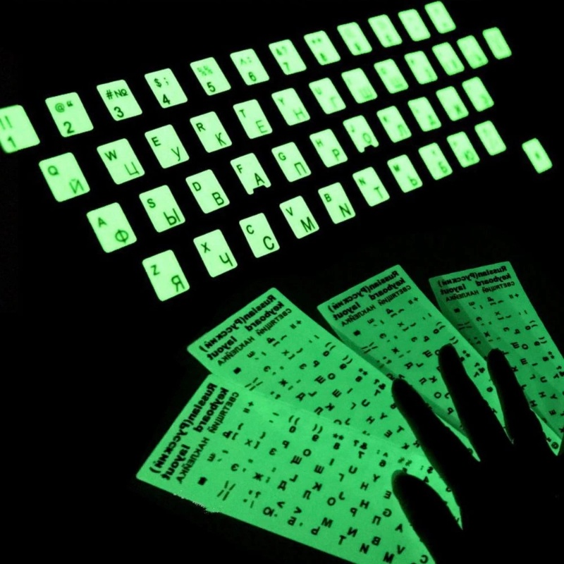 Stiker Keyboard Rusia Bahasa Inggris Stiker Layout Alfabet Universal Luminous Non-slip Untuk Laptop Desktop PC