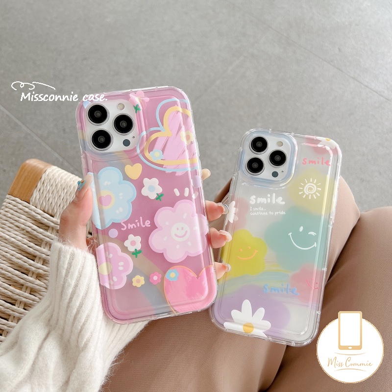 Sun Flower Soft Tpu Case Untuk Xiaomi Redmi Note9 8 10s 11 10 11s Note10s Redmi 12C 10C 9 A1 9A 9T 10A 10 9C NFC POCO F4 Ins Korea Lucu Smiley Love Heart Airbag Shockproof Cover