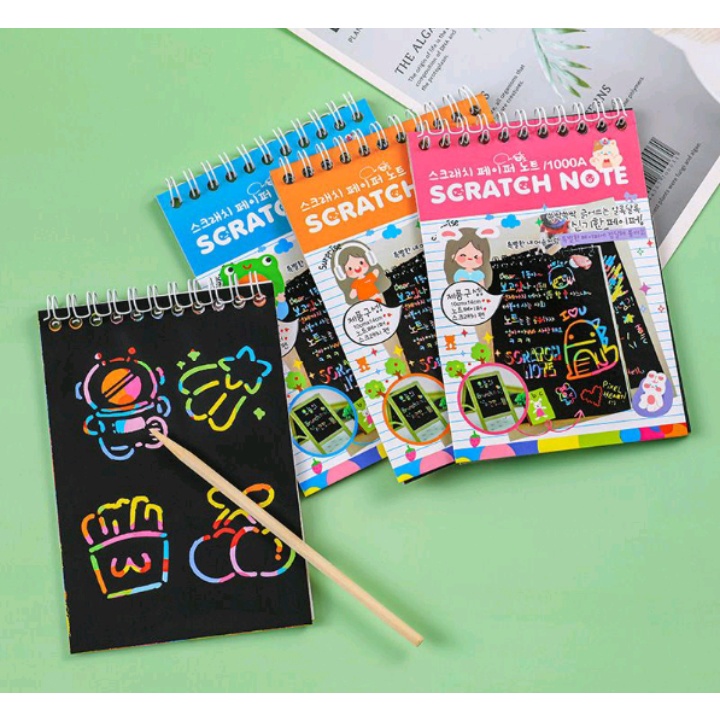 Scratch Note A1 Buku Gambar Ajaib Magic Color Rainbow