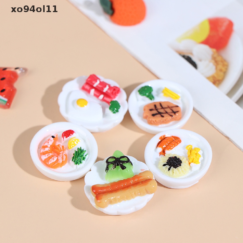 Xo 5pcs1per12rumah Boneka Miniatur Sarapan Piring Telur Roti Boneka Aksesoris Rumah OL