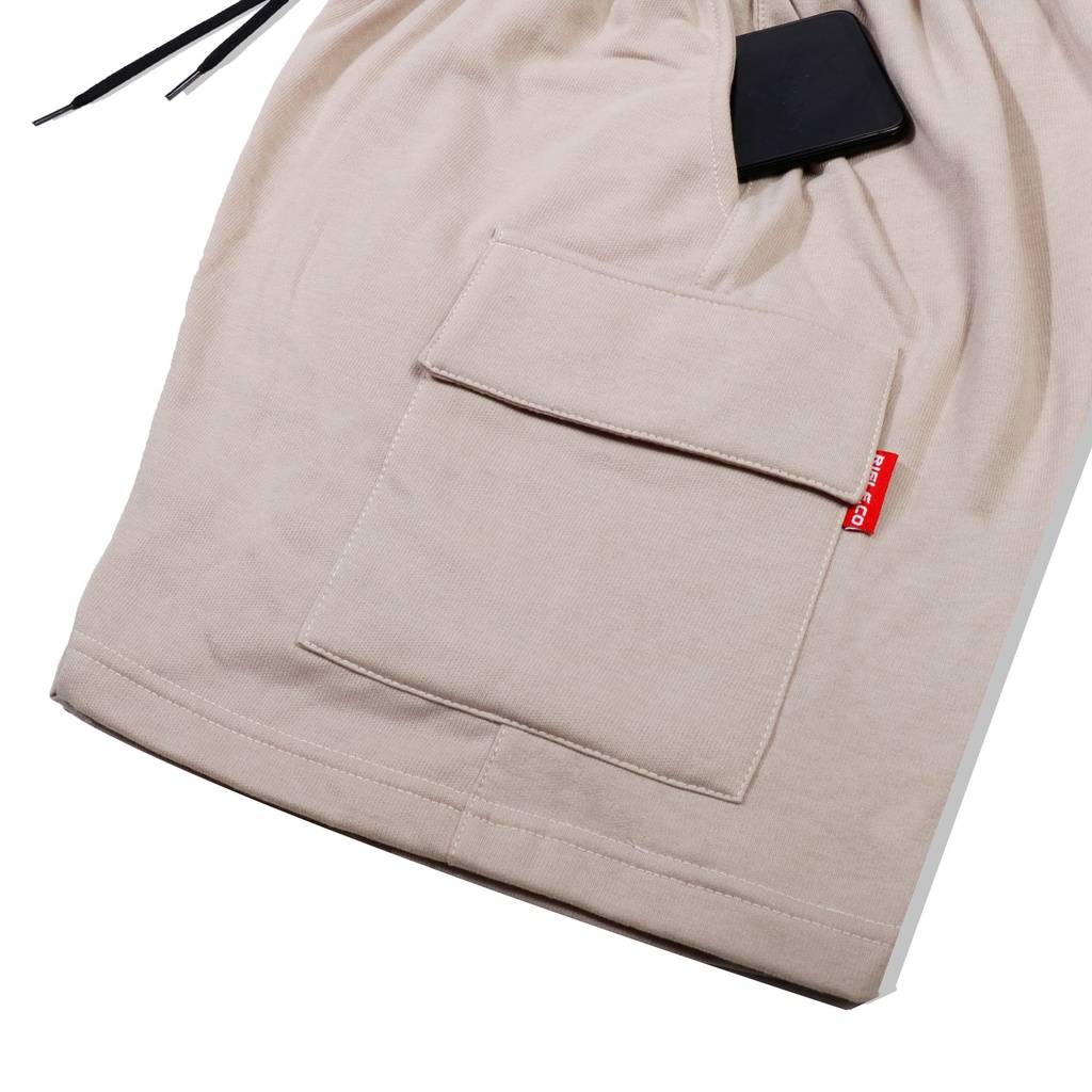 Rifle.co | Celana Cargo Pendek Pria | sweatpants cargo | celana cowok pendek | Boardshort cargo Krem Beige