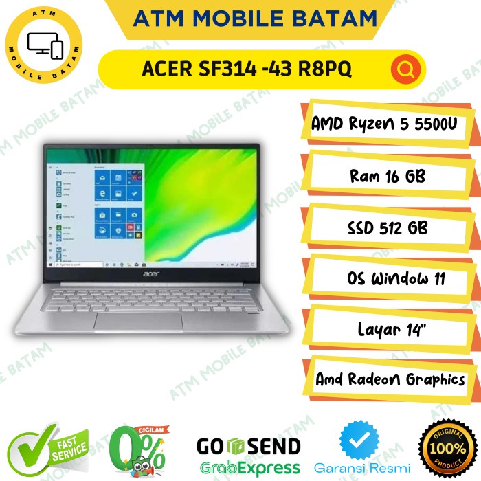 Laptop Acer SF314 43 R8PQ Ryzen 5 5500U 16/512GB W11 14"