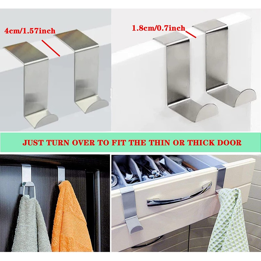 Pintu Kamar Mandi Dapur Belakang Organizer 2 Pcs S-shaped Cabinet Door Hook Punch Free Kitchen Bathroom Door Back Hook Stainless Steel Gantungan Baju Kait Penyimpanan Kunci