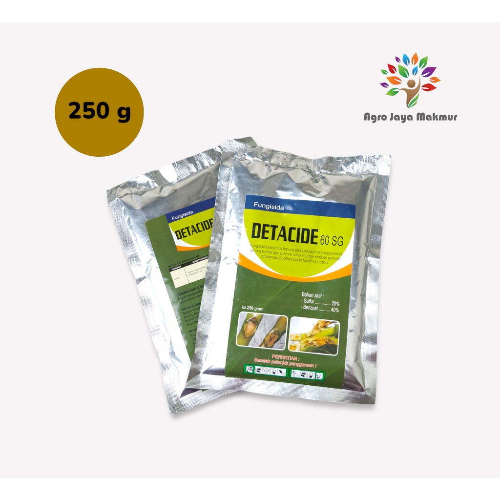 FUNGISIDA DETACIDE 60 SG ISI 250 GRAM FUNGISIDA KONTAK SISTEMIK  untuk pathek  obat patek antraknosa