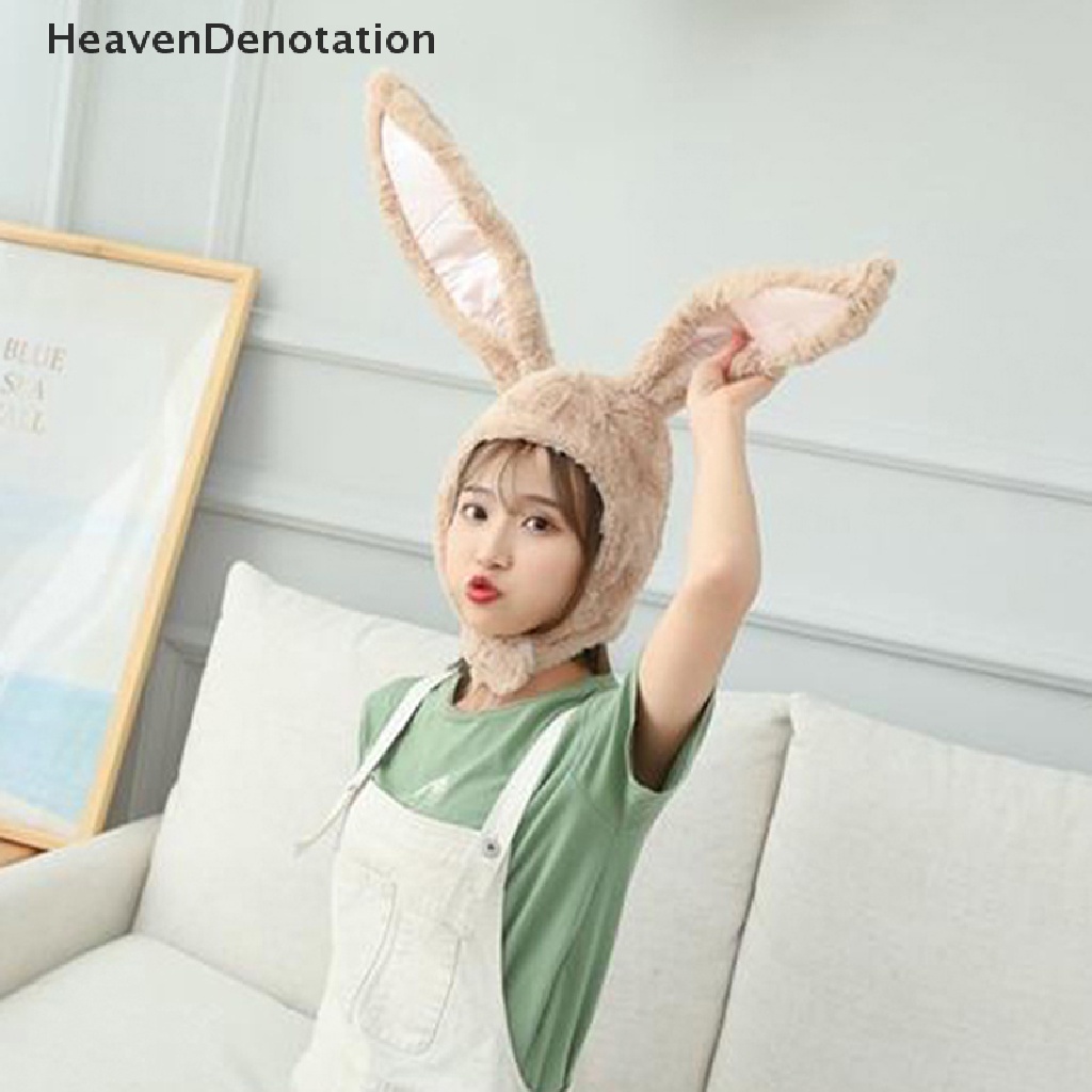 [HeavenDenotation] Plush Rabbit Bunny Ears Hat Earflap Penghangat Kepala Topi Perlengkapan Foto Untuk Wanita HDV