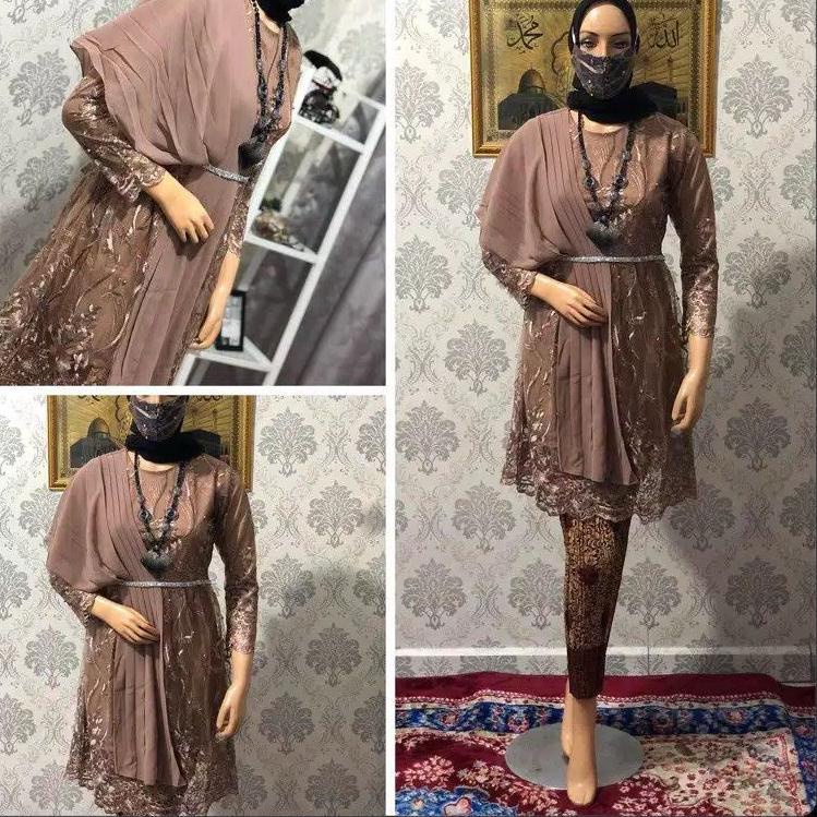 Harga Spesial ( REALPICT ) KEBAYA BROKAT TULLE SELENDANG ~ KEBAYA BROKAT WISUDA ~ KEBAYA PESTA TULLE