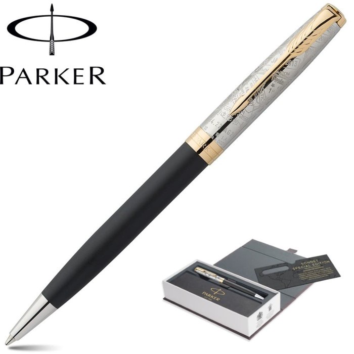 

~^~^~^] Pulpen Parker Sonnet S.E Impressions Gold Trim "Ballpoint" Pen