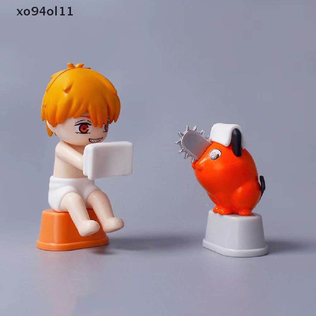 Xo 4Pcs/Set Anime Chain Man Denji Figure Kamar Mandi Gosok Belakang Q Boneka Model Mainan OL