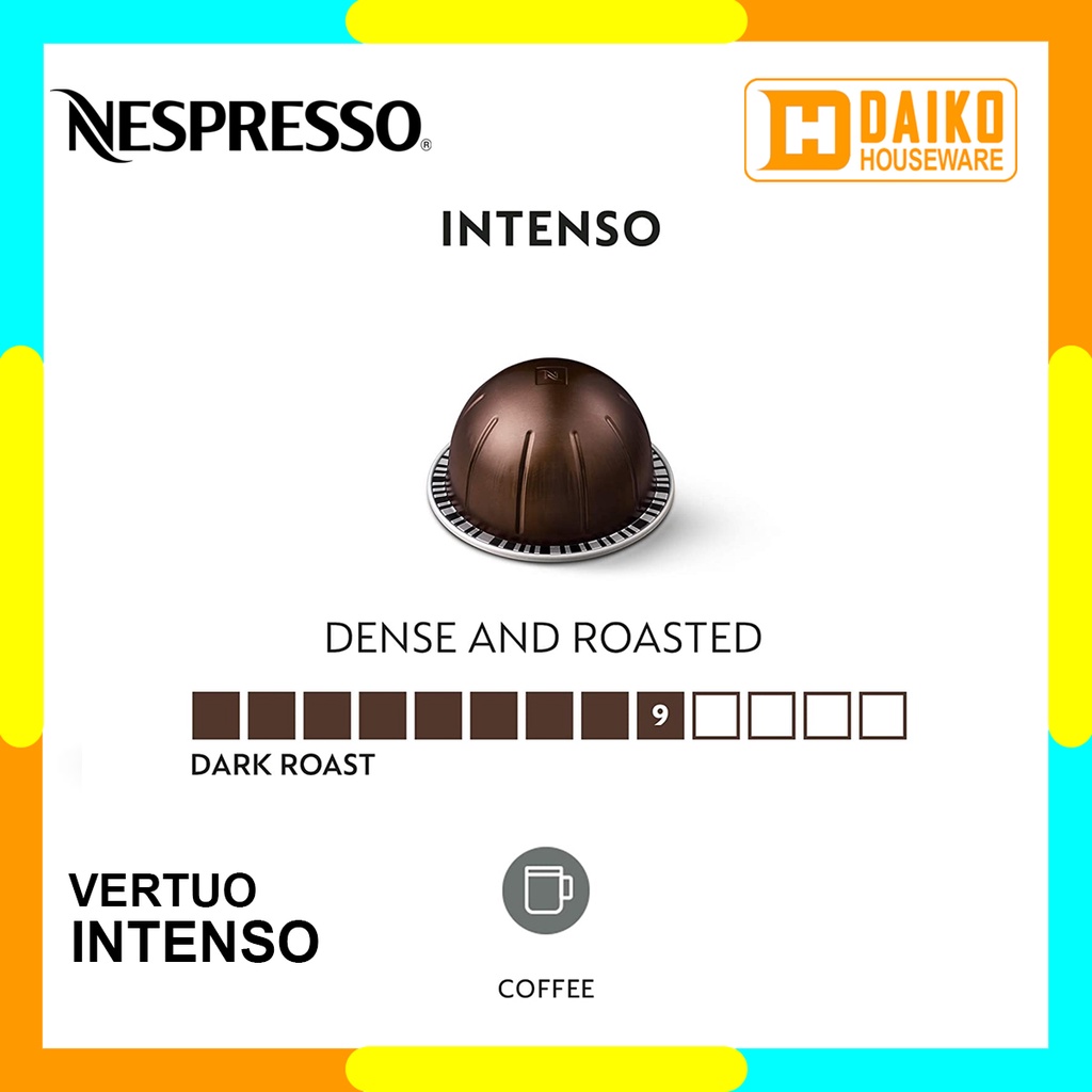 Capsule Nespresso Vertuo Intenso - Dark Roast Grand Lungo &amp; Mug Coffee