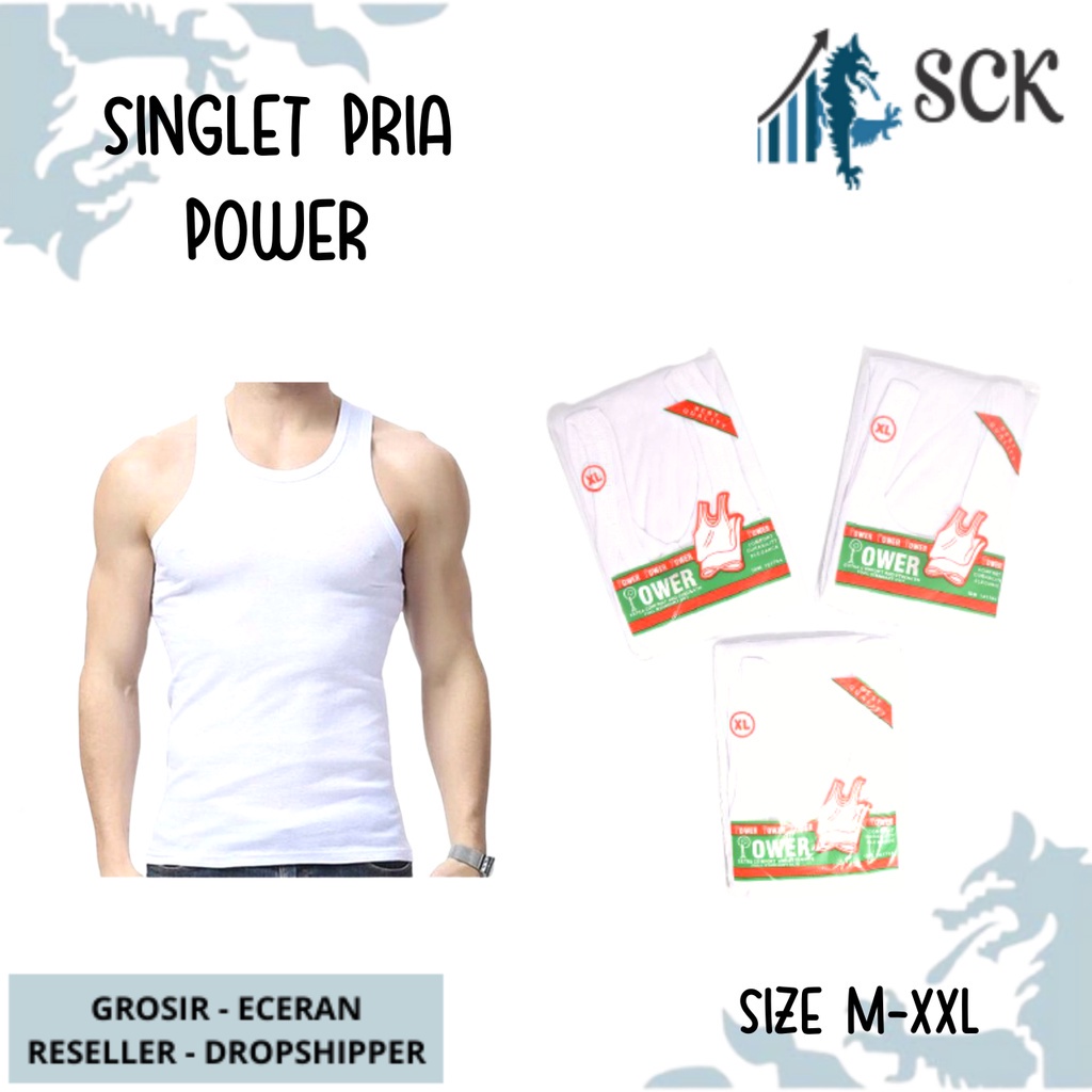 [ISI 3] Singlet Pria POWER / Kaos Dalam Bahan Adem Halus Murah Berkualitas  - sckmenwear GROSIR