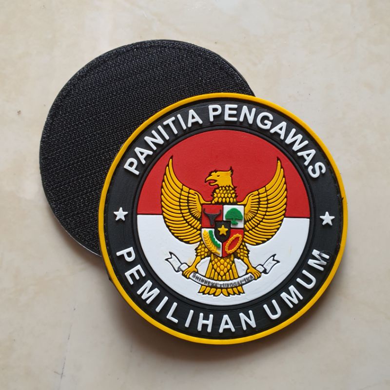 patch rubber logo panwaslu R.I / panitia pengawas pemilihan umum / pemilu / tempelan emblem karet velcro