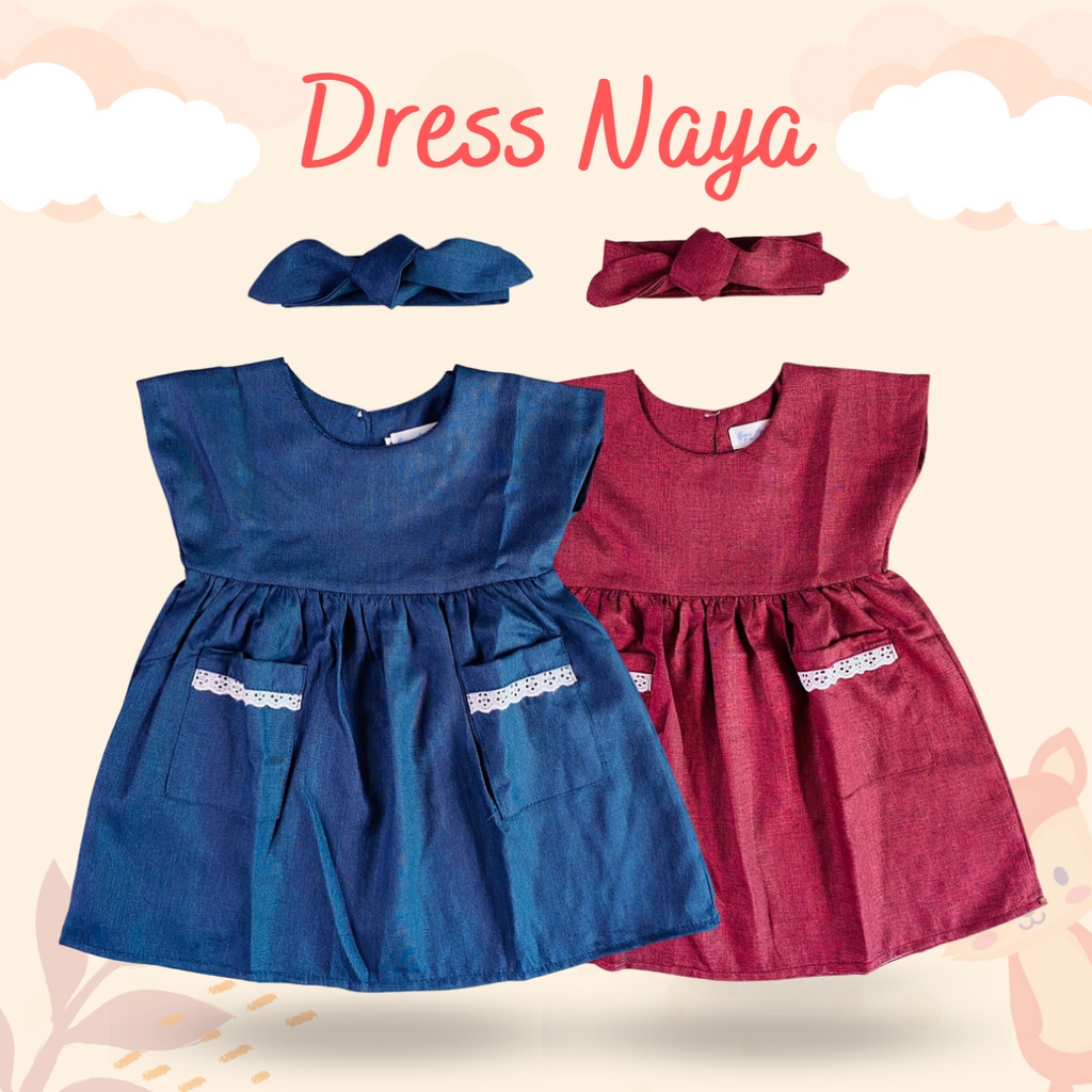 6-18bln DRESS BAYI NAYA + HEADBAND Premium by Baju Anak Kanaya