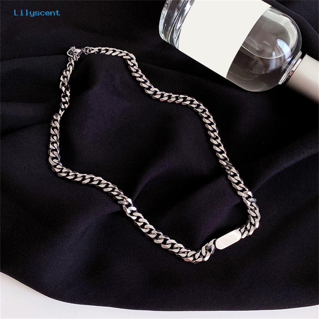 [LS] Kalung Rantai Klavikula Bahan Stainless Steel Warna Silver Pria Kuba Untuk Pesta