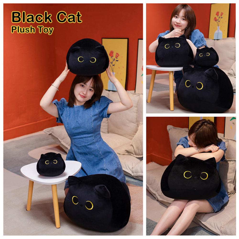 Timekey8 /30/40cm Kawaii Black Cat Plush Toys Boneka Kartun Hewan Lucu Bantal Dekorasi Rumah Cuddly Plushie Untuk Anak Laki-Laki Perempuan Anak Kids S7V3