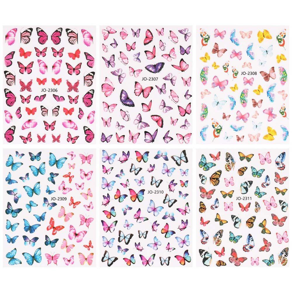 MXBEAUTY Stiker Kuku Kupu-Kupu Warna-Warni Fashion Jepang Ins Style Self Adhesive Nail Art Dekorasi