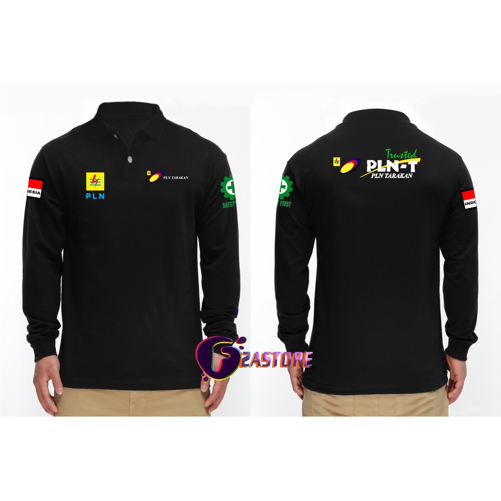 BAJU kerah model Tshirts Kerah LISTRIK TARAKAN belakang dan Depan LOGO PLN - BAJU PLN LISTRIK TARAKA