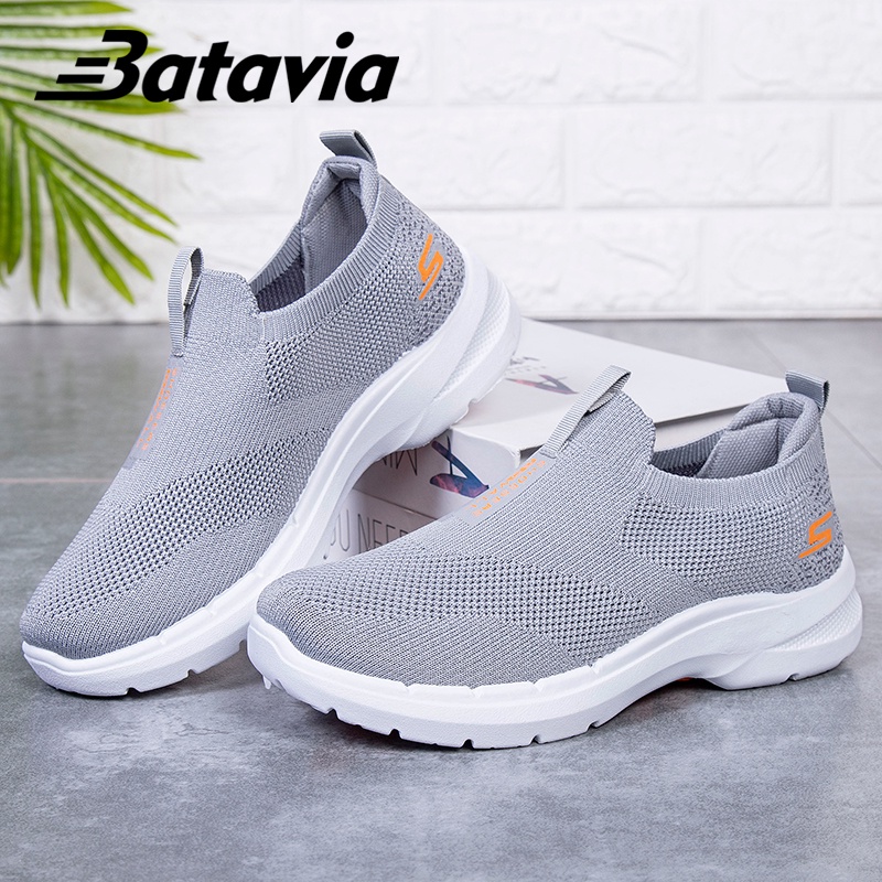 Batavia GROSIR sepatu kanvas wanita rajut sepatu wanita  sepatu tanpa tali hitam Sepatu Wanita Sport Women Sneakers sepatu cowo sepatu pria sepatu pria ringan B25