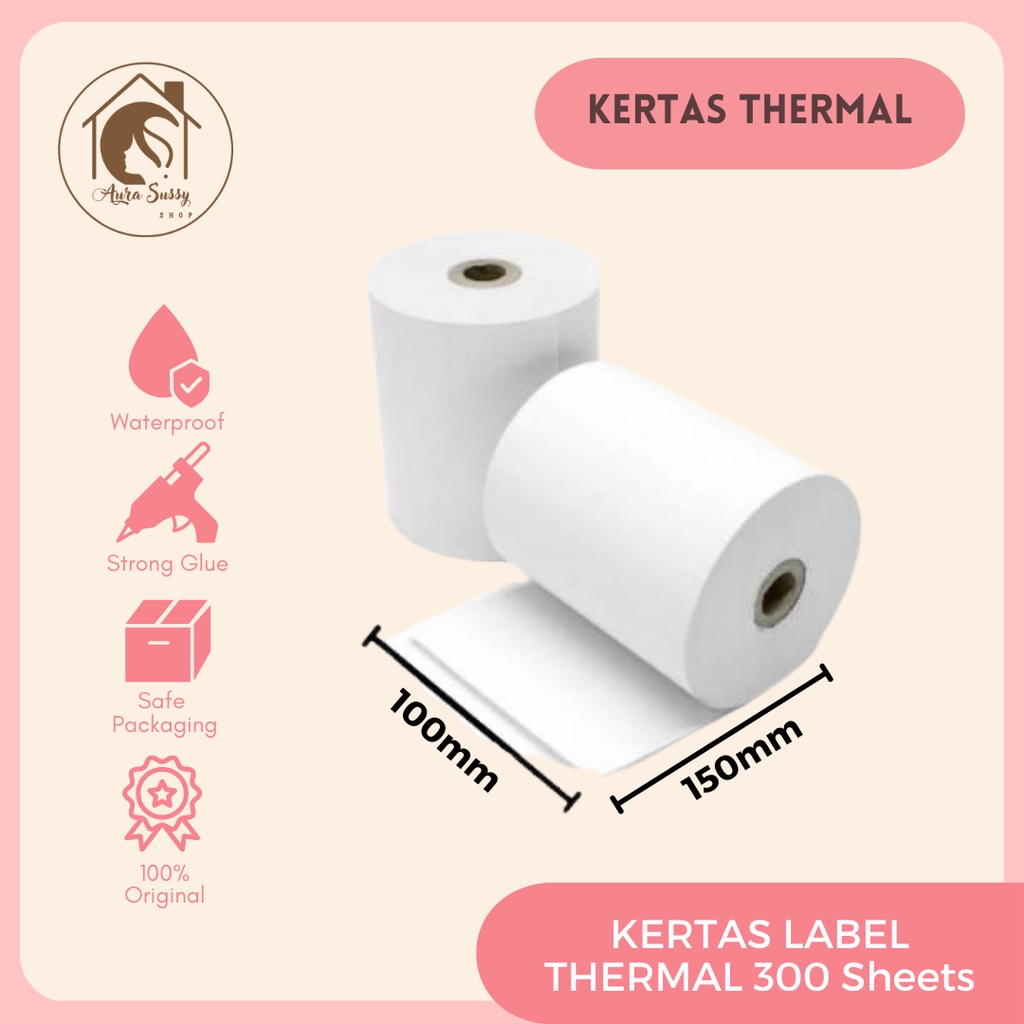 ASS || Kertas Thermal Label 300 Sheets - Uk 100mm x 150mm