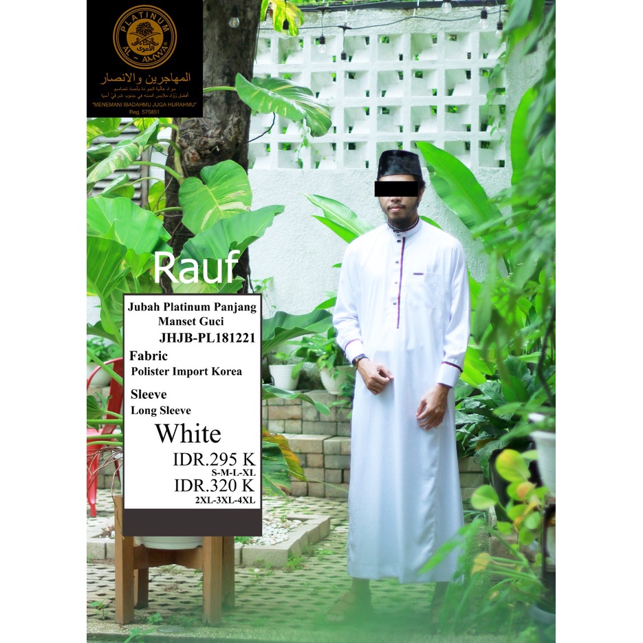Jubah Series Raud by Al Amwa Platinum - Jubah Lengan Panjang Manset - Gamis Pria Lengan Panjang Poly