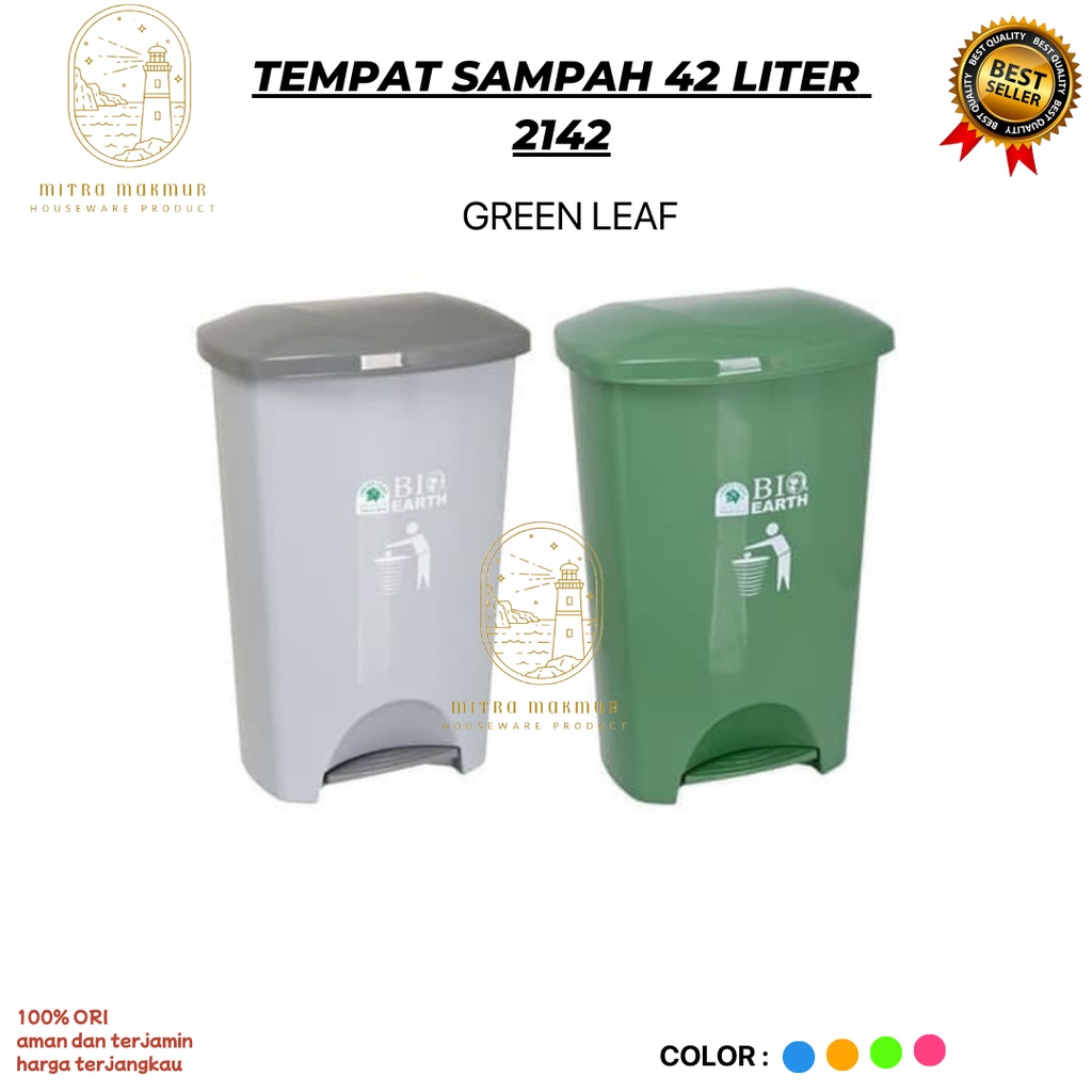 NEW!! TEMPAT SAMPAH INJAK 42 LITER GREEN LEAF 2142 / TEMPAT SAMPAH PLASTIK / DUSTBIN