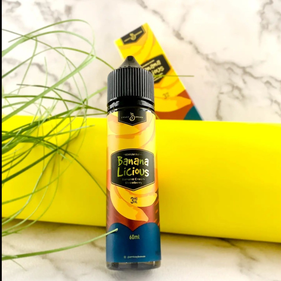 Liquid EMKAY Bananalicious Strawberry Cream 60ML - 3MG 6mg by CMW - Resmi Bercukai Liquid Vape Vapor